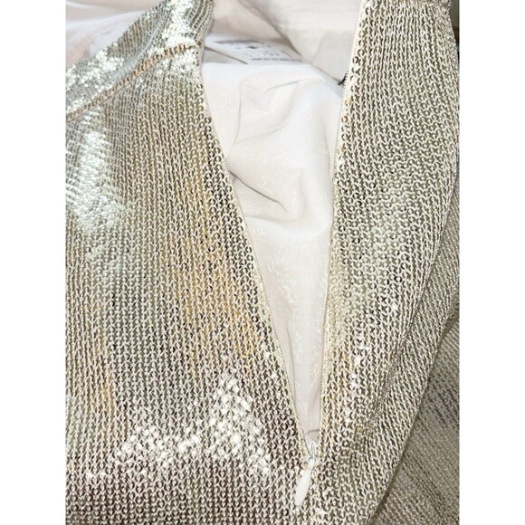 Zara High Waist Sequin Disco Wide Leg Culotte Cropped Trousers Pants Large - Picture 5 of 5